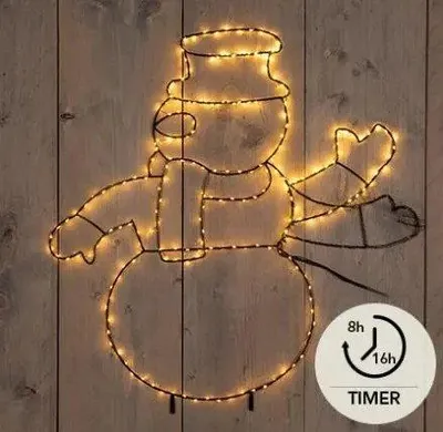 Productafbeelding van Sneeuwman zwaaiend 250led h60x50 cm classic warm Anna's Collection