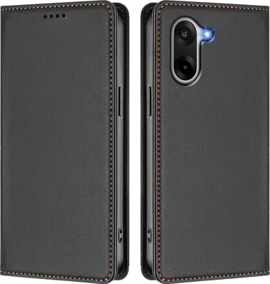 Produktbild von Handyhülle für OnePlus Nord CE5 / Ace 5 Racing, Kunstleder Klapphülle Stoßfeste Magnetische Hülle mit Ständer Schwarz