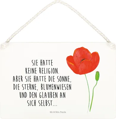 Produktbild von Mr. & Mrs. Panda Holzschild Blume Mohnblume DIN A5 - Weiß - Geschenk, wandtafel, Türschild, Mohn, holzbild, Deko Wandbild, Garten, Respekt, Motivation, Religion, Schild