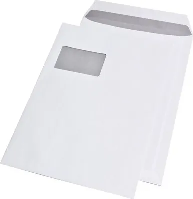 Zdjęcie produktu dla mayer-network 30005425 Versandtaschen C4 , mit Fenster, haftklebend, 100 g/qm, weiß, 250 Stück