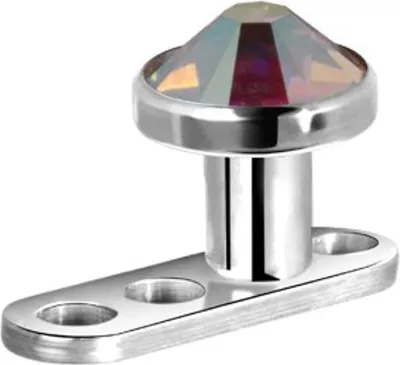 Produktbild von Micro Dermal Anchor Surface Piercing G23 mit Kristall Stein 3mm - Rainbow