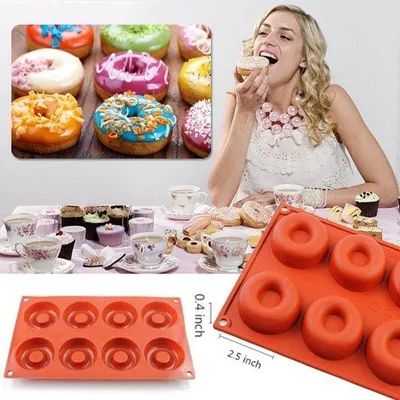 Productafbeelding van Ibenzoa® 2-delige set siliconen donutvormen – 8 en 18 holtes, BPA-vrij, geschikt voor contact met voedsel, flexibel, hittebestendig tot 230°C, vaatwasmachinebestendig