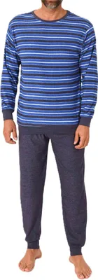 Produktbild von Normann Herren Frottee Schlafanzug langarm Pyjama mit Bündchen - auch in Übergrößen ; blau , 48