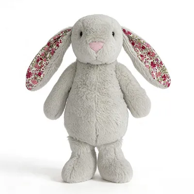 Produktbild von Plüschtier Hase 20cm – Kawaii Kuscheltier mit Blumenohren Stofftier Grau