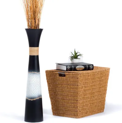 Obrázek produktu pro Vysoké keramické vázy na podlahu, vhodné pro pampasovou trávu, dekorativní, černé, 65 cm