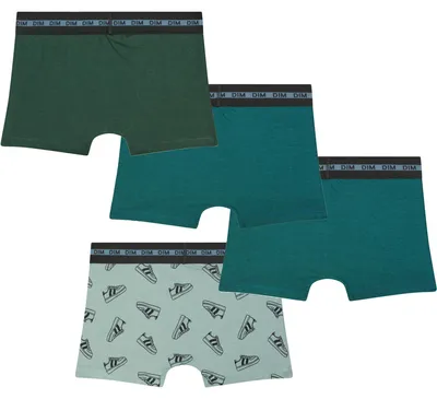 Produktbild von Dim Boxer Fashion Stretch-Baumwolle Jungen x4, Blau/Hellgrün/Dunkelgrün, 8 Years