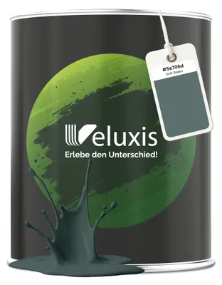 Produktbild von Wandfarbe Grün Dunkelgrün Matt Innenfarbe – Deckkraft Klasse 1, VOC-frei, Ohne Grundierung, Tropfarm – Wohnzimmer & Schlafzimmer – 2,5L – Veluxis (Soft Green)