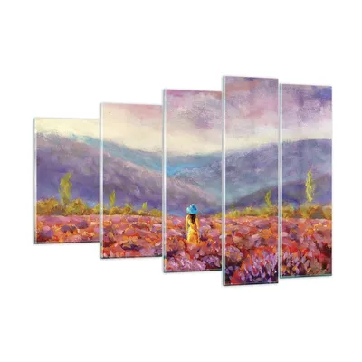 Produktbild von Bilder auf glas - 5 Teile - Feld Frau Landschaft - 150x100cm - Glasbilder - Wandbilder - Bilder - zum Aufhängen bereit - Wanddekoration aus Glas - Glas Bilder - Wandbild auf Glas - GEG150x100-5074