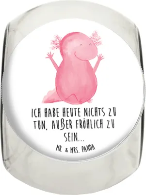 Produktbild von Mr. & Mrs. Panda Frischhaltedose Axolotl Hurra L 870ml - Weiß - Geschenk, Motivation, Molch, Aufbewahrungsdose, Vorratsbehälter, Vorratsglas, Fröhlich, Kaffeedose, Lurch