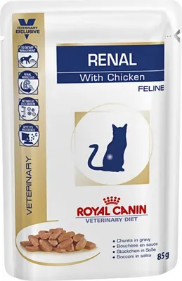 Produktbild von Royal Canin Veterinary Renal Chicken | Podwójne opakowanie | 2 x 12 x 85 g | Pełnoporcjowa dietetyczna karma dla dorosłych kotów | Na problemy z nerkami | W świeżej torebce