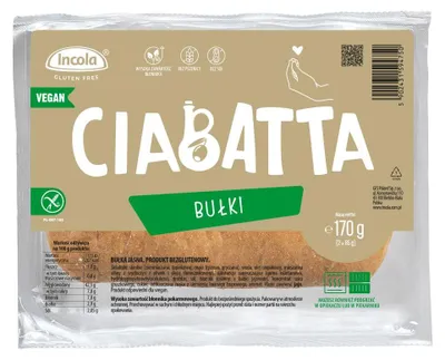 BUŁKI CIABATTA BEZGLUTENOWE (2 szt.) 170 g - INCOLA