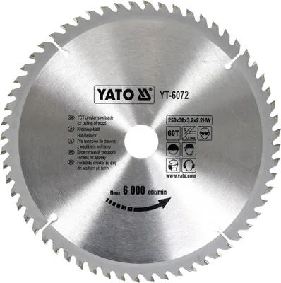 Obrázek produktu pro Pilový řezný kotouč na dřevo Yato YT-6072, 250 x 30 mm 60z