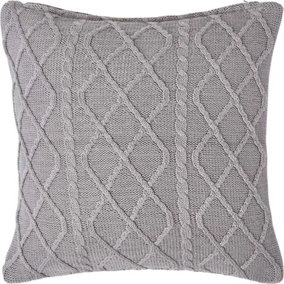 Produktbild von HOMESCAPES Kissenbezug mit Zopfmuster aus Baumwolle in Grau, 45 x 45 cm