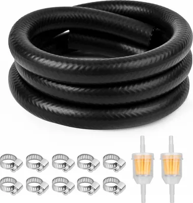 Image de URAQT Kit de tuyaux d'essence 2m Ø8mm Tuyau de carburant + colliers de serrage 10 + filtre à essence 2 Auto Scooter