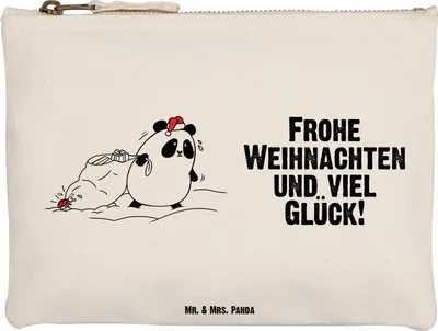 Produktbild von Mr. & Mrs. Panda Schlampermäppchen Panda Weihnachten Größe M - Weiß - Geschenk, Kosmetiktasche, Mäppchen, Schulmäppchen, kosmetiktäschchen, Waschbeutel, Federtasche