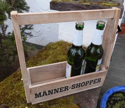 Produktbild von Männershopper Bierkasten Flaschenträger Weinregal m. Öffner Holz