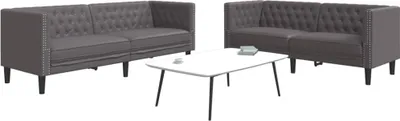 Image de vidaXL Ensemble de canapé Chesterfield 2 pièces Gris Similicuir