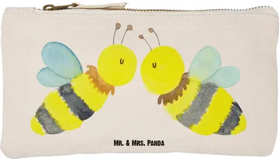 Produktbild von Mr. & Mrs. Panda Kulturbeutel Biene Liebe Größe S Klein - Weiß - Geschenk, Schlamper, Etui, Federtasche, Kosmetiktasche, kosmetiktäschchen
