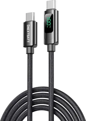 Produktbild von NEXTBATT USB-C-zu-USB-C-Kabel, 100 W, 5 A, 2 m - Schwarz