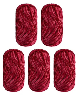 Produktbild von Elzusha – Set aus 5 weichen Chenille-Garnen zum Stricken und Häkeln, 500g
