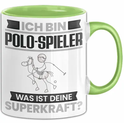Produktbild von Polo-Spieler Tasse Geschenk für Polo-Spieler Geburtstag Lustiger Spruch Kaffee-Becher Was Ist Deine Superkraft (Grün)