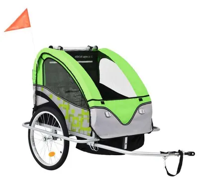 Productafbeelding van Fietskar – Kinderfietskar Wandelwagen Buggy Fietsaanhanger – 2-in-1 Multifunctioneel Denimmateriaal