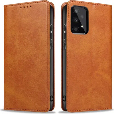 Produktbild von Handyhülle für Samsung Galaxy A33 5G Kunstleder Flip Cover Hülle Handytasche Case Kartenfach Farbe: Hellbraun