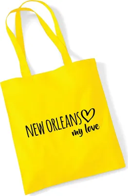 Produktbild von Huuraa Jutebeutel New Orleans my love 10 Liter Yellow Baumwolle Tasche Geschenkidee
