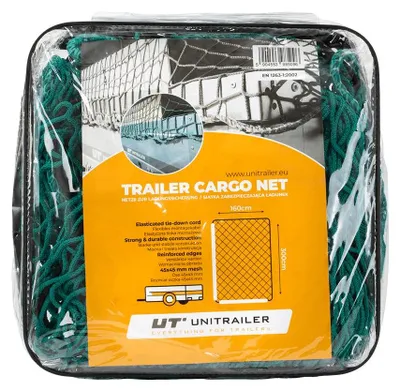 Obrázek produktu pro Síť na přívěsy UNITRAILER 160 x 300 cm, síť na zajištění nákladu, krycí síť s 6mm gumovým lanem, oka 45 mm, pro osobní automobily