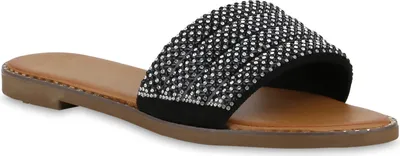 Produktbild von VAN HILL Damen Pantoletten Sandalen Strass Freizeit Nieten Sommer Schuhe 841654, Farbe: Schwarz, Größe: 37