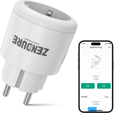 Produktbild von Satelitná zástrčka pre balkónovú elektráreň Zendure SolarFlow, zásuvka WLAN, monitorovanie spotreby energie a automatické prideľovanie energie