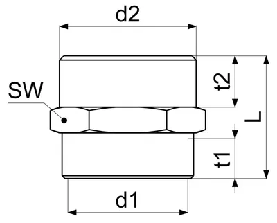 Produktbild von Schlösser Armaturen REDUZIERNIPPEL IGxAG FLACHDICHT, 1 1/4"x1 1/2", MESSING
