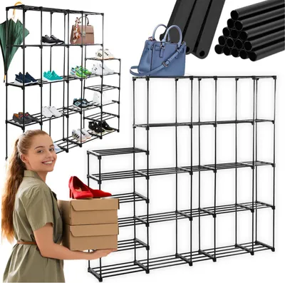 Produktbild von Modularer Kleiderschrank, faltbar, Metallrahmen, Regal, Kleiderständer, Schuhe