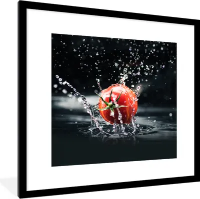 Produktbild von MuchoWow® Gerahmtes Poster Tomate - Gemüse - Stilleben - Wasser - Rot 40x40 cm - Poster mit Schwarzem Bilderrahmen Wandposter Rahmen Foto Bilder - Poster - Plakat im Rahmen