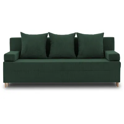 Produktbild von Couch FIREZE mit Puff 3in1 SATZ - Sofa mit Schlaffunktion - Schlafcouch mit Bettkästen Flaschengrün