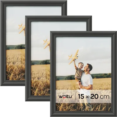 Produktbild von WOLTU 3er-Set Bilderrahmen Artos Stil Holz Rahmen Fotogalerie Glasscheibe, Schwarz, 15x20 cm