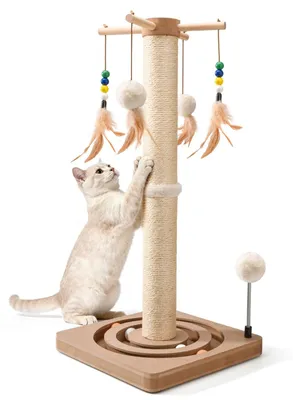 Produktbild von Kratzbaum Katzenkratzbaum Kletterbaum - 65 cm - Mit Sisal und Ballbahn - Spielzeug an der Spitze - Für Katzen