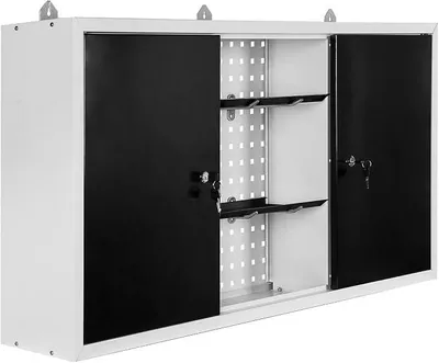 Produktbild von Werkzeugschrank aus Stahl grau 60x120x19cm Werkstattschrank für Werkzeug und Geräte, abschließbar mit Lochwand Hängeschrank Werkstatteinrichtung