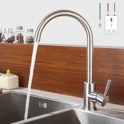 Produktbild von Wasserhahn Küchenarmatur, 360° Drehbar Spültischarmatur, Cecipa Niederdruck Küchenarmatur 304 Edelstahl, Armatur für Kleinspeicher, Gebürstet