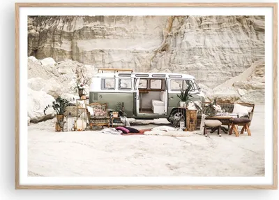 Produktbild von Gerahmtes Poster - Rahmen in heller Eiche - Wohnmobil Boho Möbel - 100x70 cm - Wand Bild - Wanddeko - Wandbilder - Kunstposter - Wandposter - Bilderrahmen - Bilder - Kunstdruck - P2NAA100x70-4542