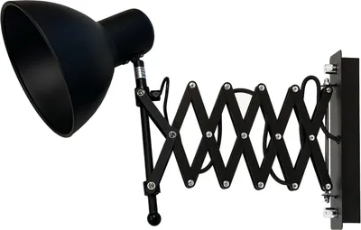 Produktbild von Schwarze Wandlampe E27 ausziehbar schwenkbar Wandleuchte Kinderzimmer Küche Bürolampe