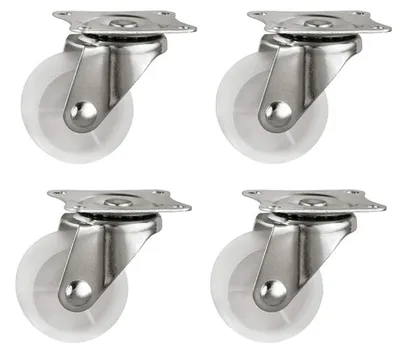 Image de Roulettes pivotantes universelles, 40 mm, lot de 4, sans frein, en acier et nylon, pour meubles