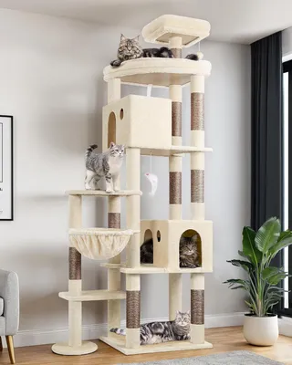 Produktbild von Kratzbaum – Katzenbaum – Katzenhaus – Katzenmöbel – Katzenkorb – XL, 213 cm hoch – r Sisal-Kratzbaum