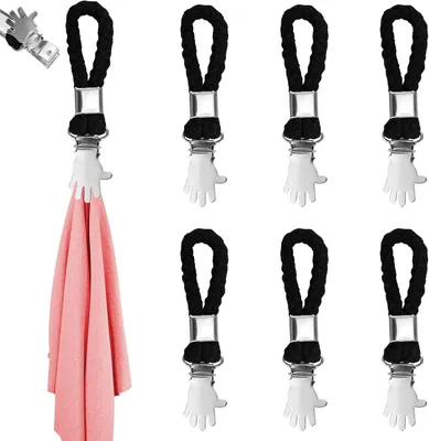Produktbild von Handdoekklemmen schwarz, 6 Stück, rostbeständig, für Küche und Bad