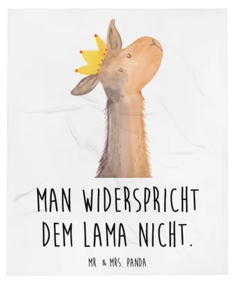Produktbild von Mr. & Mrs. Panda Decke Lamakopf König - Weiß - Geschenk, Tagesdecke, Bettüberwurf, Kuscheldecke, Bettdecke, Kunstfelldecke, Chef, Lamas, Abitur, Lama, Mama