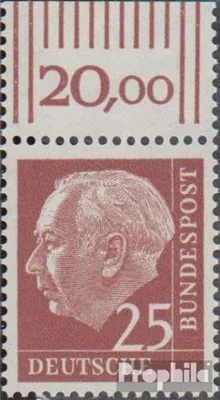 Produktbild von Briefmarken BRD (BR.Deutschland) 1960 Mi 186y Oberrandstück postfrisch Heuss