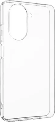 A clear, transparent phone case is shown from a side angle against a white background.
