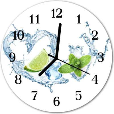Produktbild von Glasuhr Wanduhr Küchenuhr Echt-Glas 30fi cm Minze weiß