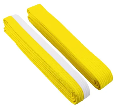 Productafbeelding van 2 x Taekwondo riem voor dagelijkse training, judo karate, riem van dikke stof voor vechtkunst, robuuste judo-riem en bescherming voor wedstrijden, 260 cm, geel, wit en geel, 32,5x4x4,8 cm
