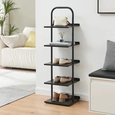 Produktbild von Schuhregal 'Poytya' für 5 Paare Stahl 119 x 34 x 32 cm Schwarz
